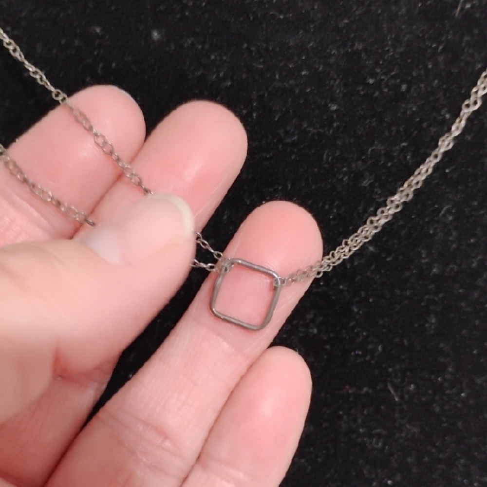 SALE! Adina 925 Sterling Silver Square/Double Chain Vintage Necklace - Picture 2 of 12